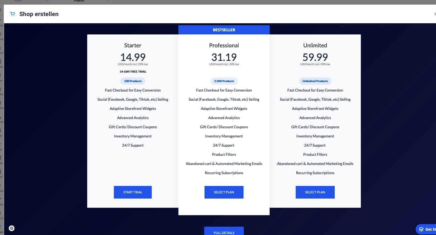 Sitejet E-Commerce Pricing
