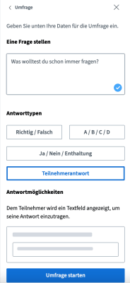 Umfragen erstellen / Moderatorensicht