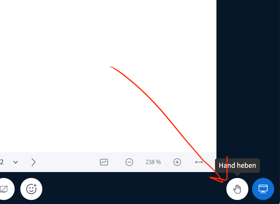 BigBlueButton Screenshot Funktion Handheben
