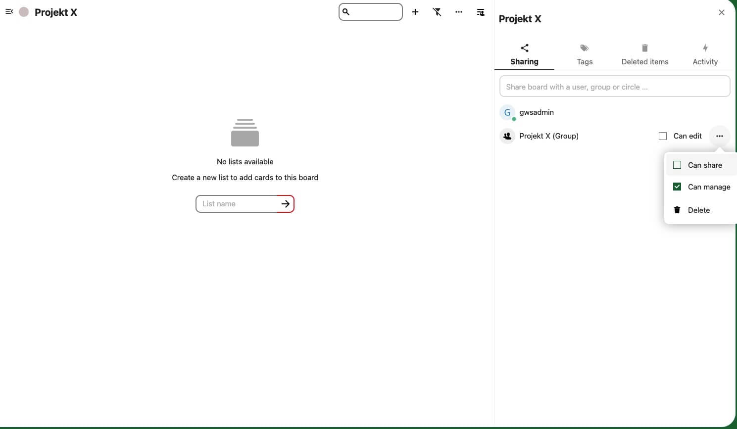 Nextcloud Deck Board Nutzerinnen zuweisen