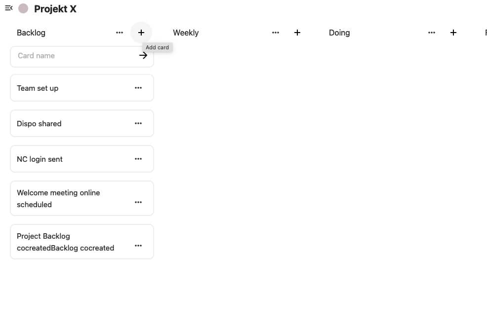 Nextcloud Deck Karten erstellen