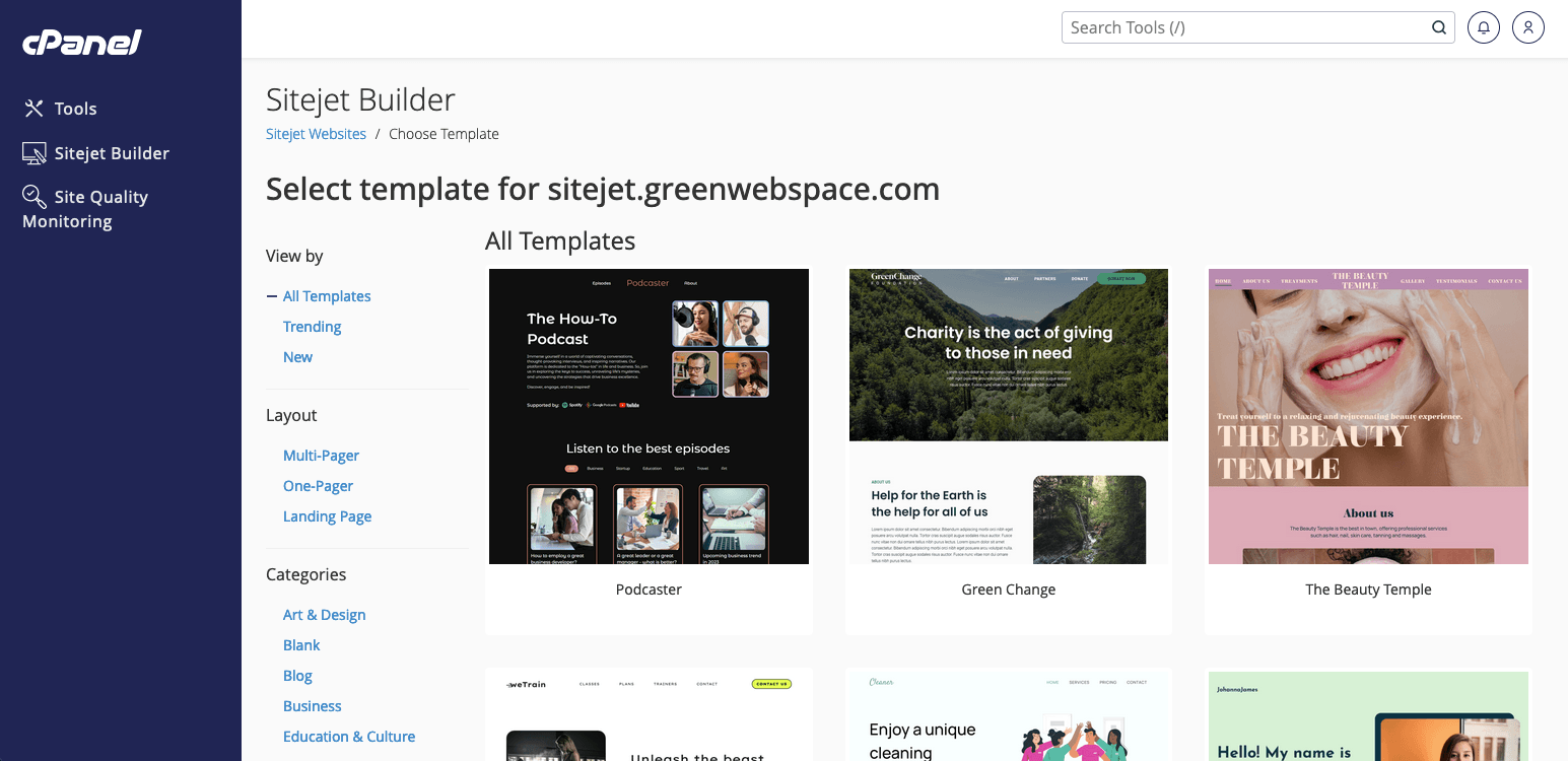Professionelle Design Templates in Sitejet